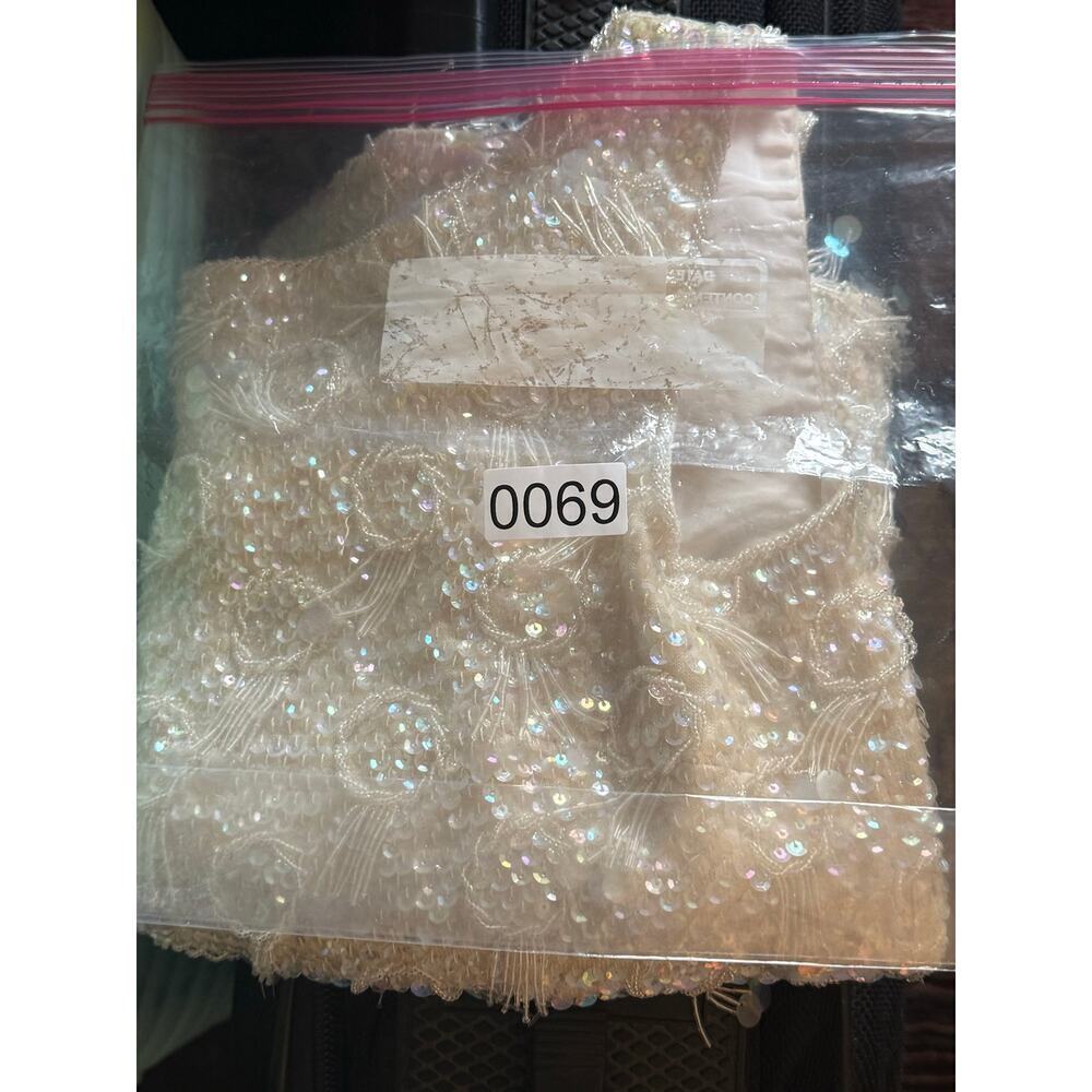 Vintage Lillie Rubin Champagne Beaded Fringe Embellished Evening Shell 36 (S) - Picture 4 of 7